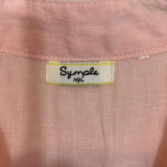 Symple NYC Pink 100% Linen Button Down Blouse Women’s XL Relaxed Fit Lagenlook - Picture 4 of 6